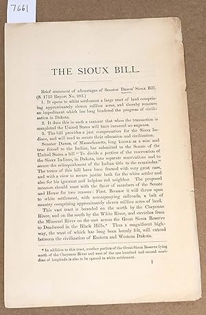 Seller image for The Sioux Bill Brief Statement of Advantages of Senator Dawes Sioux Bill for sale by Carydale Books