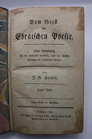 Vom Geist der Ebräischen Poesie. Eine Anleitung für die Liebhaber derselben, und der ältesten Ges...