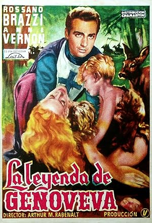 PROGRAMA DE MANO. LA LEYENDA DE GENOVEVA (Arthur M. Rabenalt), 1953. RASSANO BRAZZI ANNE VERNON