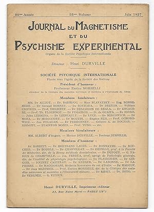 Journal du Magnetisme et du Psychisme Experimental. Juin 1927
