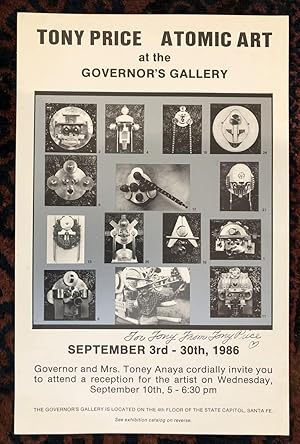 TONY PRICE ATOMIC ART at the Governor's Gallery. 1986. (Original Exhibition Poster)