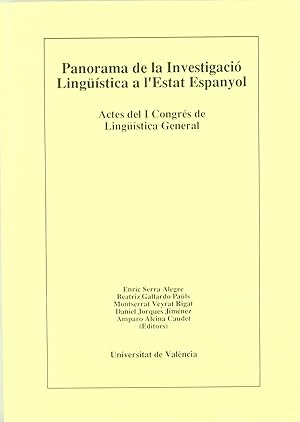 Bild des Verkufers fr Panorama de la investigaci lingstica a l'Estat espanyol (I): Conferncies i  zum Verkauf von Imosver
