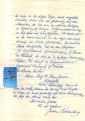 Beidseitig handgeschriebener Brief von Rodenberg an Schwarzenberger. Datiert (19.3.1960) und sign...