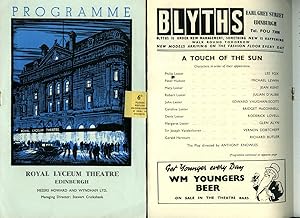 Seller image for A Touch of the Sun | Original Souvenir Theatre Programme Performed at Royal Lyceum Theatre, Edinburgh for sale by Little Stour Books PBFA Member