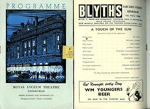 Seller image for A Touch of the Sun | Original Souvenir Theatre Programme Performed at Royal Lyceum Theatre, Edinburgh for sale by Little Stour Books PBFA Member