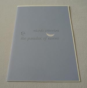 nicods criterion & the paradox of ravens (occasional broad-sheet No. 2)