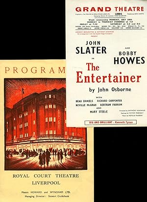 Bild des Verkufers fr The Entertainer | Original Souvenir Theatre Programme Performed at Royal Court Theatre, Liverpool + Promotional Flyer For Performance at Grand Theatre, Leeds zum Verkauf von Little Stour Books PBFA Member