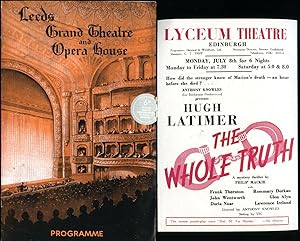 Imagen del vendedor de The Whole Truth - A Mystery Thriller | Original Souvenir Theatre Programme Performed at Leeds Grand Theatre and Opera House + Promotional Flyer For Performance at Lyceum Theatre, Edinburgh a la venta por Little Stour Books PBFA Member