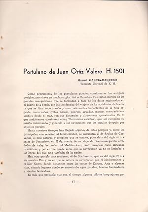 Seller image for PORTULANO DE JUAN ORTIZ VALERO, H, 1501 (EXTRAIDO ORIGINAL DEL AO 1974, ESTUDIO COMPLETO TEXTO INTEGRO) for sale by Libreria 7 Soles