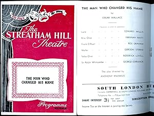 Seller image for The Man Who Changed His Name | Original Souvenir Theatre Programme Performed at The Streatham Hill Theatre for sale by Little Stour Books PBFA Member
