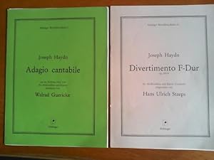 Seller image for 1) Adagio cantabile aus der Sinfonia Hob. I:24. Fr Altblockflte und Klavier bearbeitet von Walrad Guericke. 2) Divertimento F-Dur, op. 100/4. Fr Altblockflte und Klavier (Cembalo) eingerichtet von Hans Ulrich Staeps. Zusammen 2 Publikationen. Jeweils Partitur und 1 Stimme. Haslinger Blockflten-Reihe 7 und 31. for sale by Buch-Galerie Silvia Umla