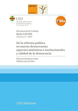 Seller image for De la reforma poltica en nuevas democracias: aspectos sistmicos e instituciona for sale by Imosver