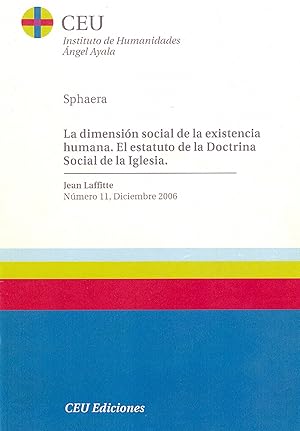 Seller image for La dimensin social de la existencia humana. for sale by Imosver