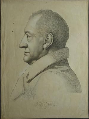 Bild des Verkufers fr Brustbild im Profil nach links. Bezeichnung unterhalb der Darstellung: Goethe. zum Verkauf von Antiquariat Rainer Schlicht