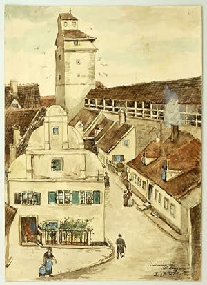 NÃ rdlingen, Ansicht der Stadtmauer , NÃ rdlingen. - Ansicht der Stadtmauer. - "Stadtmauer in NÃ ...