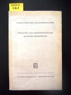 Publizität und Gewinnverteilung im neuen Aktienrecht. Rechtsvergleichende Untersuchung unter Berü...