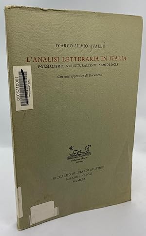 Seller image for L'Analisi Letteraria in Italia for sale by Cleveland Book Company, ABAA