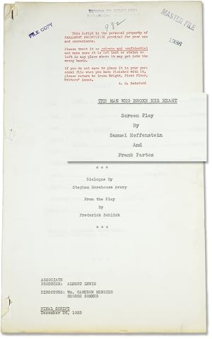 Bild des Verkufers fr Wharf Angel [The Man Who Broke His Heart] (Original screenplay for the 1934 film) zum Verkauf von Royal Books, Inc., ABAA