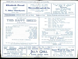 Seller image for This Happy Breed | Original Souvenir Theatre Programme Performed at Theatre Royal Bath | Bath's Historic House of Entertainment for sale by Little Stour Books PBFA Member