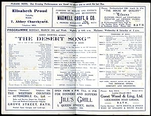 Seller image for The Desert Song | Original Souvenir Theatre Programme Performed at Theatre Royal Bath | Bath's Historic House of Entertainment for sale by Little Stour Books PBFA Member