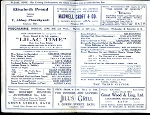 Immagine del venditore per Lilac Time | Original Souvenir Theatre Programme Performed at Theatre Royal Bath | Bath's Historic House of Entertainment venduto da Little Stour Books PBFA Member