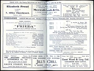 Seller image for Frieda | Original Souvenir Theatre Programme Performed at Theatre Royal Bath | Bath's Historic House of Entertainment for sale by Little Stour Books PBFA Member