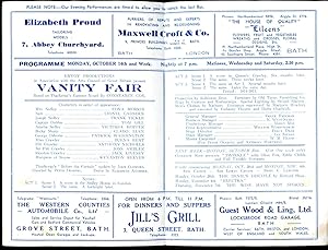 Imagen del vendedor de Vanity Fair | Original Souvenir Theatre Programme Performed at Theatre Royal Bath | Bath's Historic House of Entertainment a la venta por Little Stour Books PBFA Member