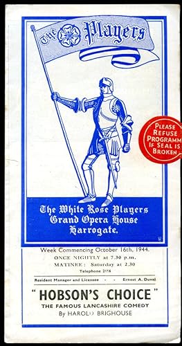 Bild des Verkufers fr Hobson's Choice | Original Souvenir Theatre Programme Performed at The Grand Opera House, Harrogate [The White Rose Players] zum Verkauf von Little Stour Books PBFA Member