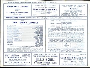 Imagen del vendedor de The Devil's Disciple | Original Souvenir Theatre Programme Performed at Theatre Royal Bath | Bath's Historic House of Entertainment a la venta por Little Stour Books PBFA Member