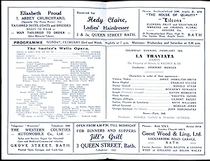 Immagine del venditore per La Traviata | Original Souvenir Theatre Programme Performed at Theatre Royal Bath | Bath's Historic House of Entertainment venduto da Little Stour Books PBFA Member