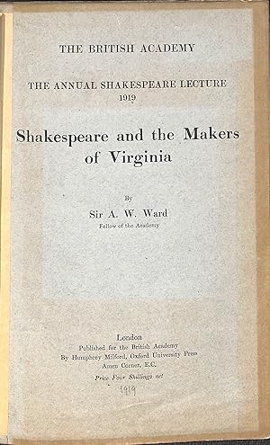 Bild des Verkufers fr Shakespeare and the Makers of Virginia zum Verkauf von WeBuyBooks
