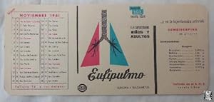 Antiguo Secante Publicidad - Old Advertising Secant : EUFIPULMO Calendario Noviembre 1961