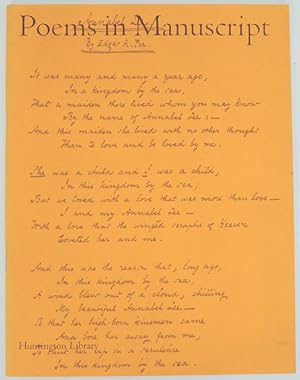 Bild des Verkufers fr Poems in Manuscript zum Verkauf von Jeff Hirsch Books, ABAA