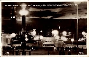 Seller image for Ansichtskarte / Postkarte Liverpool North West England, Mersey Tunnel, Queensway, At Night, From Kingsway for sale by akpool GmbH