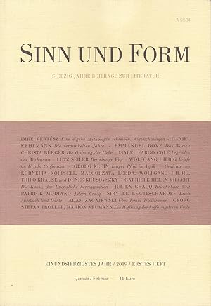 Bild des Verkufers fr Sinn und Form. 71. Jahr, 2019, Heft 1;Siebzig Jahre Beitrge zur Literatur zum Verkauf von Antiquariat Kastanienhof