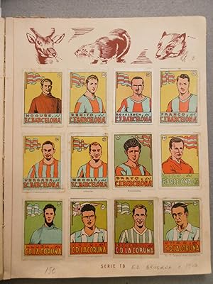 12 CROMOS FUTBOL de F.C. BARCELONA y C.D. LA CORUÑA. Editorial Bruguera; circa [1940].