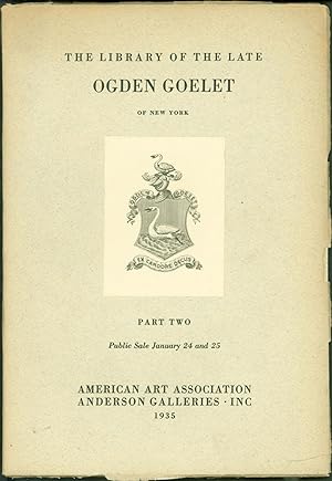 Seller image for The Library of the Late Ogden Goelet of New York. Part Two for sale by Eureka Books