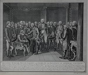 Der König Friedrich II stehend vor dem sitzenden General Ziethen. Kuperstich on Robert Sayer nach...