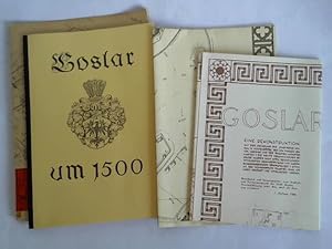 Goslar um 1500 / um 1800 - Vogelschaubilder der Stadt. 2 Faltpläne und ein Textband