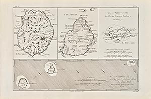 Cartes Générale et Particulières des Isles de France, de Bourbon et de Rodrigue [four maps on one...
