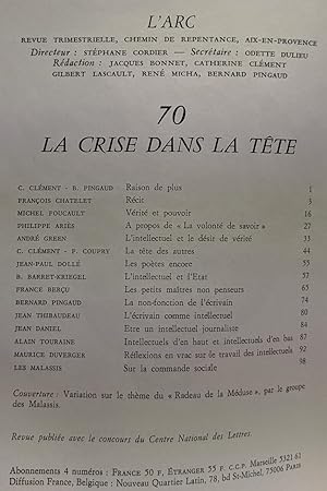 Bild des Verkufers fr La crise dans la tte - l'arc - n70 - zum Verkauf von crealivres