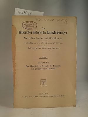 Imagen del vendedor de Zur historischen Biologie der Krankheitserreger. Materialien, Studien und Abhandlungen. 4.Heft; georg Sticker: Zur historischen Biologie des Erregers der pandemischen Influenza a la venta por ANTIQUARIAT Franke BRUDDENBOOKS