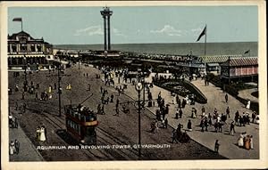 Ansichtskarte / Postkarte Great Yarmouth East of England, Aquarium and Revolving Tower, Straßenbahn