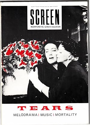 Bild des Verkufers fr Screen Incorporating Screen Education volume 27 no 6 November - December 1986 | TEARS - Melodrama, Music, Mortality | Gay Culture & Dynasty, Gone to Earth & more. zum Verkauf von *bibliosophy*