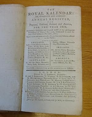 The royal kalendar: or, Complete and correct annual register, for England, Scotland, Ireland, and...