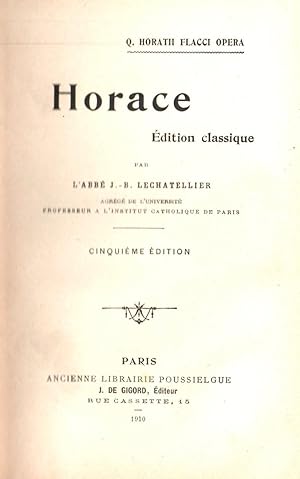 Seller image for Horace.Edition classique for sale by JP Livres