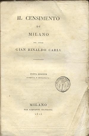 Bild des Verkufers fr IL CENSIMENTO DI MILANO. Nuova edizione corretta e migliorata. zum Verkauf von studio bibliografico pera s.a.s.