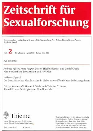 Bild des Verkufers fr Heft 2. 2008. 21. Jg. Zeitschrift fr Sexualforschung. zum Verkauf von Fundus-Online GbR Borkert Schwarz Zerfa