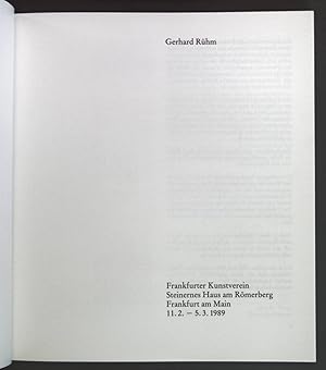 Bild des Verkufers fr Gerhard Rhm: Frankfurter Kunstverein - Steinernes Haus am Rmerberg Frankfurt am Main 11.2 -5.3.1989. zum Verkauf von books4less (Versandantiquariat Petra Gros GmbH & Co. KG)