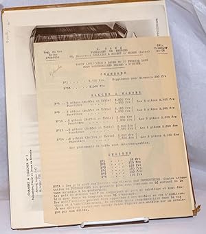 L. Sanz, Fabricant de Meubles. Tarif applicable a dater du 10 Fevrier 1938 pour marchandises fris...